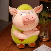 可愛拽拽豬搞笑玩偶 生氣豬豬公仔 搞怪斜眼小豬丑萌布娃娃