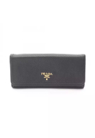 Prada Pre-Loved Prada VIT DAINO Bi-fold Long Wallet leather black