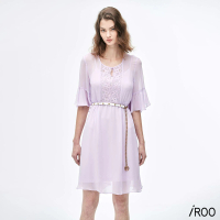 【iROO】粉紫色雪紡洋裝