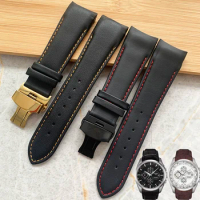 Handmade Genuine Leather Curved End Watchband 22mm 23mm 24mm for Tissot T035 Watch Band Strap Steel Buckle Wrist Bracelet