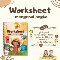 Worksheet Mengenal Angka - Lembar Kerja Berwarna untuk Anak Paud TK SD Kertas Sangat Tebal Ukuran A4