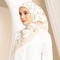 2024 High Quality Tudung Bawal Premium Cotton Voile Printed Square Scarf woman Hijab Bidang Hot Muslim 110*110