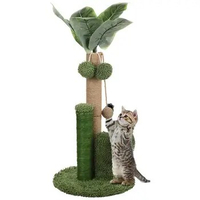 Cat Scratching Post Cat Tree With Dangling Toy Cactus Scratcher Cat Scratching Post Artificial Leaves Plush Sisal Scratch Pole
