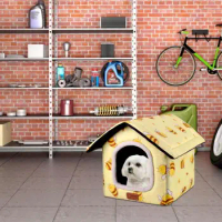 Dog House Indoor Plush Pet House Dog Cat Kennel Dog House Kennel Bed Mat Non-Slip Thicken Keep Warm Cat Tent Shelter For Home
