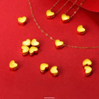 RUIYI Pure 999 Heart 24K Gold Pendant Necklace Real 18K AU750 Gold Chain for Women Fine Jewelry Wedding Gift