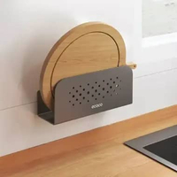 ECOCO Wall Mounted Pot Lid Aluminium Rack - Rak Dapur Aluminium Rak Dapur Tutup Panci Penyimpanan Ta