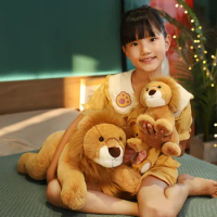 Cute Cartoon Lion Plush Toys Lifelike Downy Male Lion Stuffed Dolls Appease Baby Sleeping Pillow Kids Birthday Gift for Boys