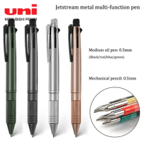 Uni Metal 5 in 1 Multi-Function Ballpoint Pen Mechanical Pencil Jetstream Quick Drying 0.38/0.5/0.7MM Refill for Business School