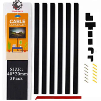 40x20mm Black Fireproof PVC Cable Trunking Wiring Duct Black Cable Concealer On-Wall Cord Cover Cable Raceway To Hide Cables