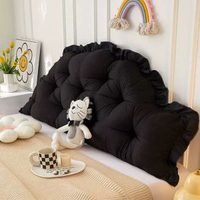 全城熱賣 - 網紅宿舍床頭靠墊寢室軟包大靠背公主風遮醜抱枕床靠枕三輪車靠墊歐式-黑宿舍床0.9米*0.5米（含花邊）