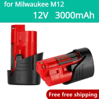 12V Milwaukee Battery 3Ah Compatible with Milwaukee M12 XC 48-11-2410 48-11-2420 48-11-2411 12-Volt Cordless Tools Battery