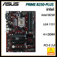 Used Motherboard, ASUS PRIME B250-PlUS DDR4 64GB PCI-E 3.0 SATA III M.2 USB 3.1 Type-C ATX M.2 SATA 3 Intel B250 LGA 1151 Socket