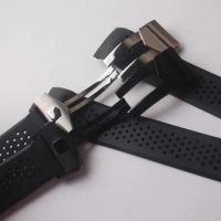 Watchband Silicone Waterproof Holes Watch strap with fold deployment buckle 22mm 24mm fit Samsung Tag Heuer men band accessories