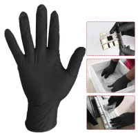 10PCs Comfortable Rubber Disposable Mechanic Laboratory Safety Work Nitrile Gloves Black Safety Work Gloves