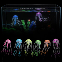 Fish Tank Decoration 1pc Aquarium Decor Ornament Silicone Simulated Jellyfish Glowing Artificial Vivid Jellyfish