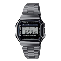 【CASIO 卡西歐】復古電子錶 不鏽鋼錶帶 煙燻灰 自動月曆 生活防水(A168WGG-1A)