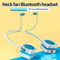 Neckband Bluetooth Headphones with Fan Wireless Headphones Magnetic Sports Waterproof Earbuds Blutooth Headset With Microphone