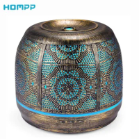 500ml Aroma Diffuser Bronze Metal Aromatherapy Diffuser for Essential Oil 7 Color Fragrance Lamp Humidifier for Baby Office Home