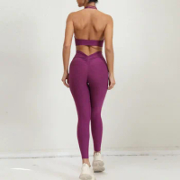 Gym Set Women Push Up Workout Sets Womens NEW Sport Outfit for Woman Sportswear 2023 Sports Bra Legging Levanta Bumbum Purple XS
