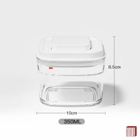 Toples Kotak Susu Bubuk Bayi 350ml / 2.3 Liter Model Tekan Tupperware - 350ml, Transparan