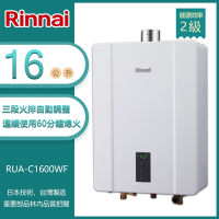 林內牌 RUA-C1600WF(LPG/FE式) 屋內型16L數位恆溫強制排氣熱水器(不含安裝) 桶裝