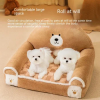Universal All-season Pet Sofa Dog Kennel Small and Medium-sized Dog Teddy Bear Winter Warmth Rabbit Plush Dog Bed Cat Sofa