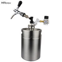 170 oz 5L Mini Keg Pressurized Growler for Craft Dispenser System Adjustable Draft Beer Faucet with Mini CO2 Regulator kit