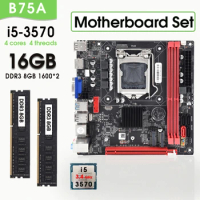 B75 lga 1155 Motherboard Set With i5 3570 and 2*8GB=16GB ddr3 1600MHZ Desktop RAM support NVME M.2 WIFI M.2 Interface Kit