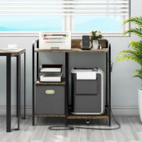 31 Inch Office Printer Stand with Storage Furniture Table and Paper Shredder Rack Fabric Cube USB Char