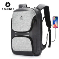 OZUKO Backpack Men 15.6inch Laptop Anti-theft USB Charge Bagpack for Teenage Waterproof Travel Rucksack Male School Bags Mochila