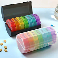 Weekly Pill Organizer Case 2 Times A Day Portable Travel Pill Box 7 Days Large Compartments for Vitamins Medicine Eating At Time