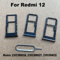 New For Xiaomi Redmi 12 Sim Card Tray Slot Holder Socket Adapter Connector Repair Parts Replacement 4G 5G