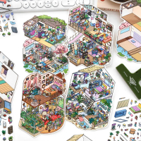 2.5D Scenery Stickers My Little House Eleven Miniature Scene Journal DIY Stress Relief Collage Infee
