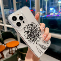Minimalist Fashion Couple Line Art Full Coverage Soft TPU Shockproof Phone Case for IPhone 8 Plus/XR