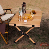 折疊桌子木匠人戶外蛋卷桌實木可折疊露營裝備休閑野餐燒烤餐桌