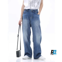 Rocksed Celana Jeans Pria Oversize Baggy Straight Gombrong Wishker Y2k Fading Denim Premium Loose Pa