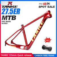 TANKE MTB Carbon Frame 27.5er 16&amp;17 inch 135mm Mountain Bicycle Hard Tail Internal line with BB Headset Hanger Cycling Frameset