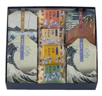日本期間限定百年仙貝老店両国橋聯名浮世絵師葛飾北斎冨嶽三十六景神奈川沖浪裏波間赤富士冨嶽禮盒組最後一盒