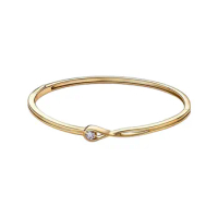 Shine Gold Brilliance Bangles Bracelets For Women Fine Jewelry Infinity Round Clear Zircon Stones Function Hinge Clasp Mechanism