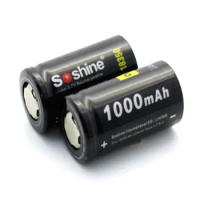 Soshine 18350 3.7V 1000mAh Li-ion Rechargeable Battery Power Source for LED Flashlight (2pcs)