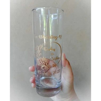 SOUVENIR PERNIKAHAN GELAS KACA CUSTOM SABLON WEDDING MURAH, FREE PETI KAYU Km Plastik