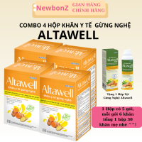 Combo 4 Hộp Khăn Gừng Nghệ Altawell - Làm Sạch và Giữ Ấm Cơ Thể Cho Mẹ Bầu, Sau Sinh (+Quà Tặng 1 Hộ