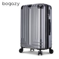 Bogazy 迷宮迴廊 25吋菱格紋可加大行李箱(時尚灰)