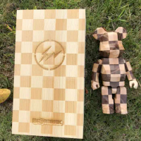 Bearbrick Karimoku fragment design 400% 28cm Polygon Chess North American Black walnut + North American maple