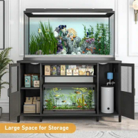 55-75 Gallon Fish Tank Stand with Power Outlet, Heavy Duty Metal Aquarium Stand for 2 Fish Tank Accessories Storage, Suit