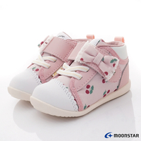 日本Moonstar月星頂級童鞋赤子心系列高筒櫻桃圖案學步鞋1534粉(寶寶段)