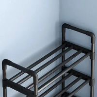 Black Elevated Shoe Rack Small Simple Multi-layer Shoe Cabinet Home Entrance Rental Housing Dormitory Storage Rack New 2023