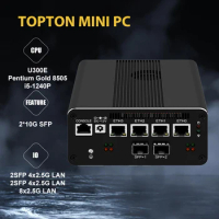 TOPTON 2*Intel 10Gb Network Card Firewall Home Server Router 13th Gen U300E i5 1240P pfSense 4*Intel i226-V 8x2.5G LAN Mini Pc