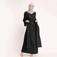 Pakaian Wanita Muslim, Jubah Panjang, Warna Pejal, dengan Tali Pinggang, Dipanggil Abaya kebarung  i
