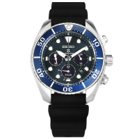 【SEIKO 精工】PROSPEX 太陽能 潛水錶 防水200米 日期 矽膠手錶 藍色 44mm(V192-0AD0B.SSC759J1)
